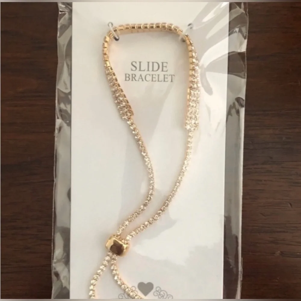 Bracelet 3 Rows of Rhinestones Adjustable Slider Bracelet Fashion Jewelry NWT
